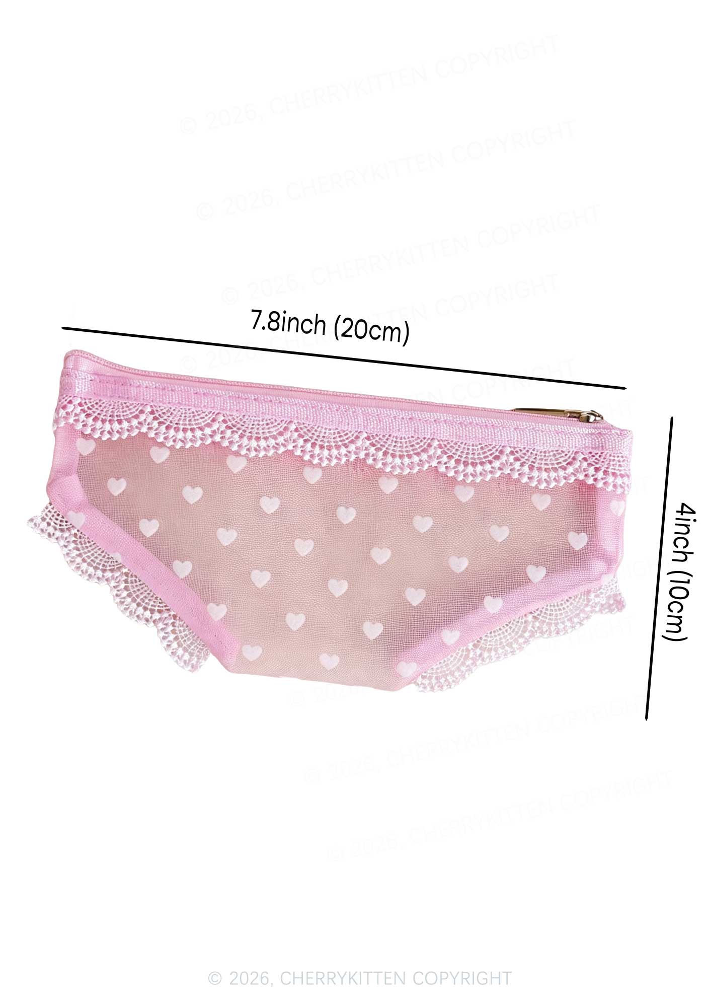 Briefs Shape Y2K Mesh Lace Trim Cosmetic Pouch Cherrykitten