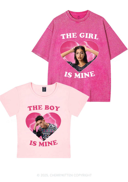 Custom Boy Girl Is Mine Y2K Valentine's Day Couple Shirt Cherrykitten
