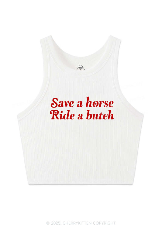 Save Horse Ride Butch Y2K Crop Tank Top Cherrykitten