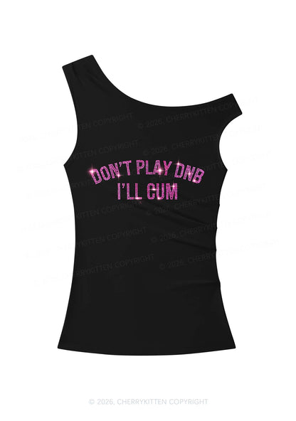 Rhinestone Dont Play DNB Y2K Off Shoulder Tank Top Cherrykitten