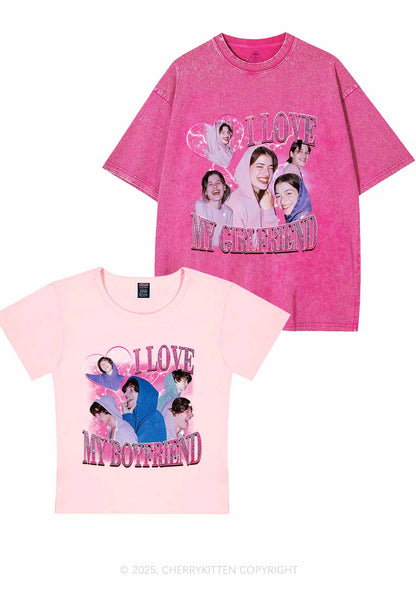 Custom Photos I Love GF BF Y2K Valentine's Day Couple Shirt Cherrykitten