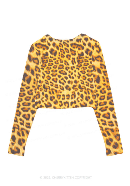 Cxxt Leopard Y2K Mesh Long Sleeve Crop Top Cherrykitten