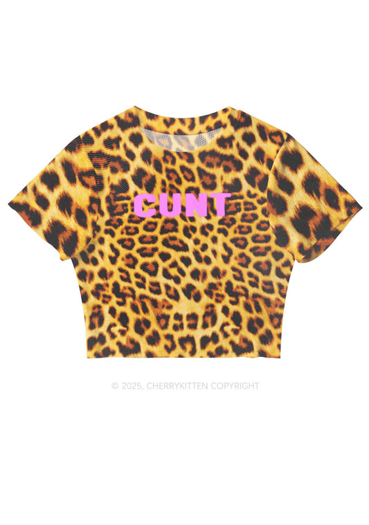 Cxxt Leopard Y2K Mesh Crop Top Cherrykitten