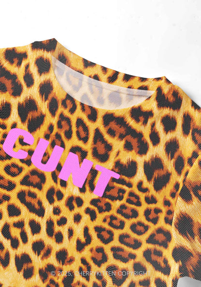 Cxxt Leopard Y2K Mesh Crop Top Cherrykitten