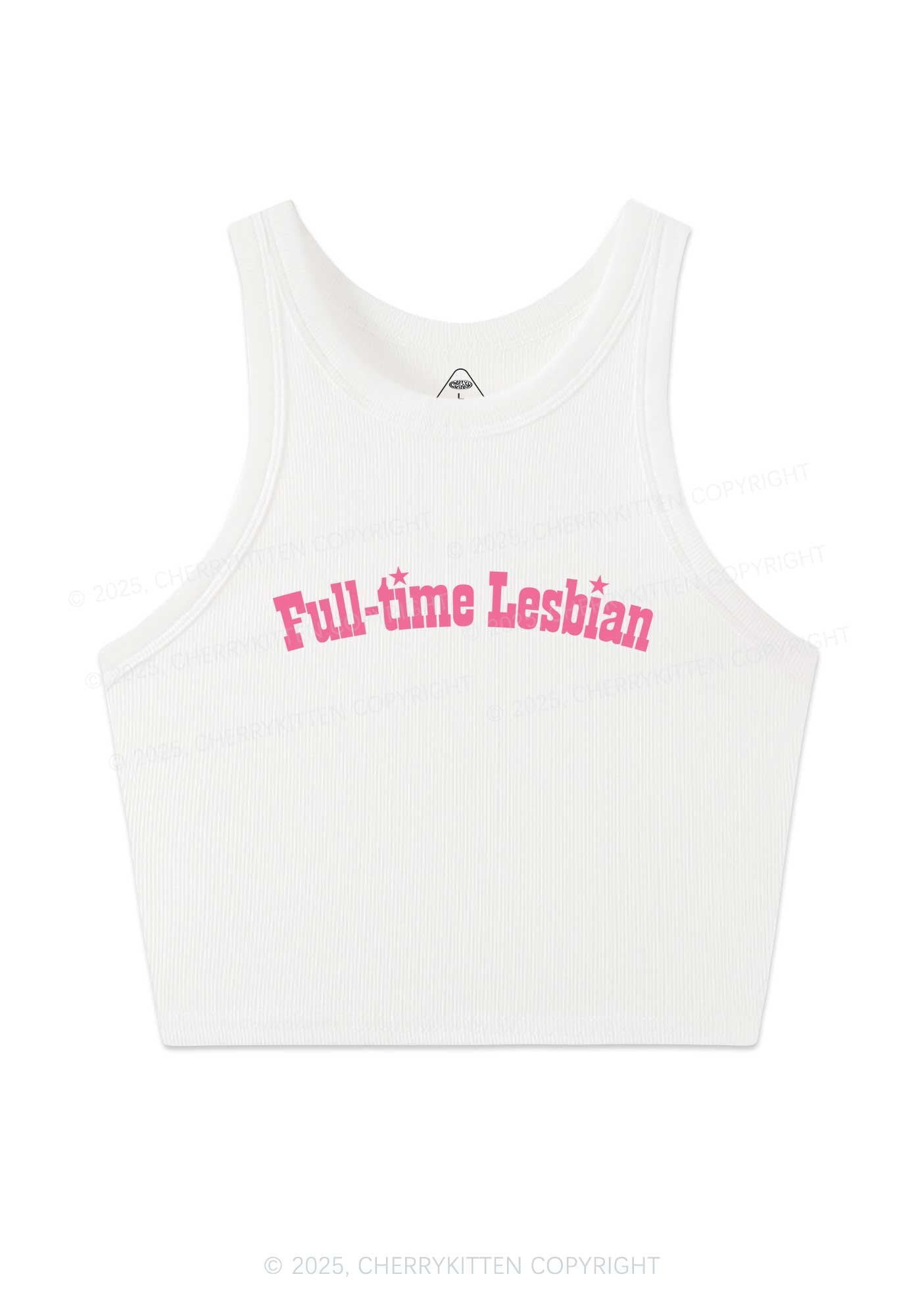 Full Time Lesbian Pride Y2K Crop Tank Top Cherrykitten