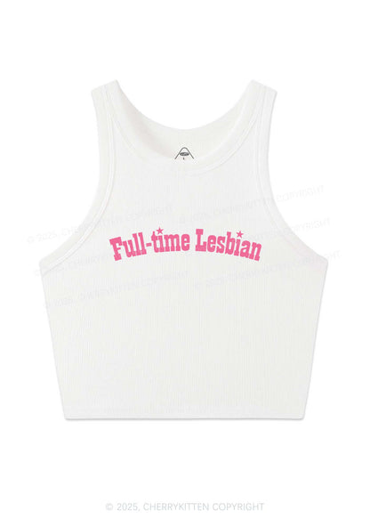 Full Time Lesbian Pride Y2K Crop Tank Top Cherrykitten
