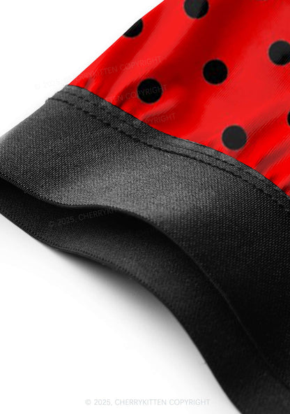 Black Dots On Red Valentine's Day Y2K Print Couples Boxer Thong Set Cherrykitten