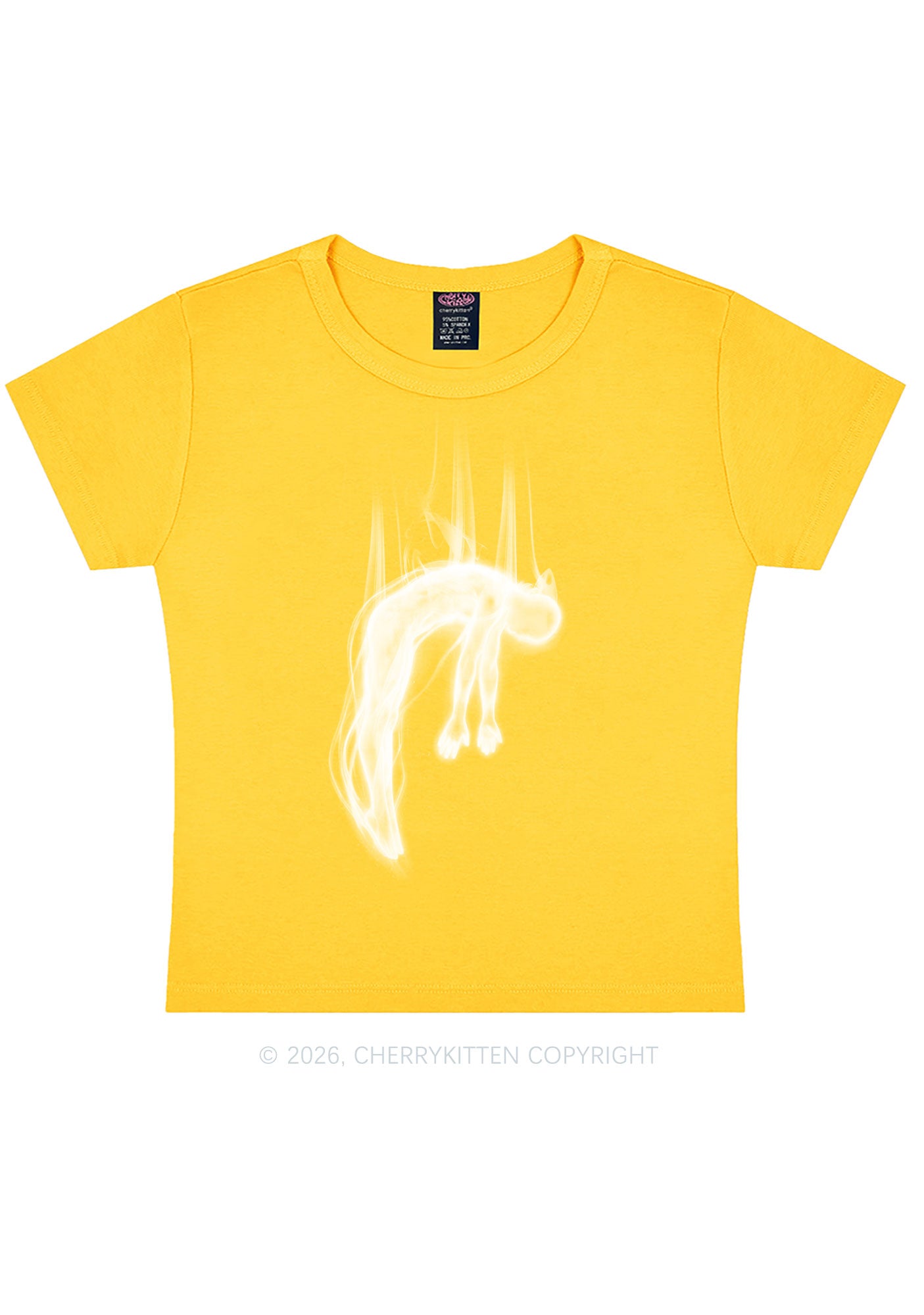 Halloween Blue Falling Ghost Y2K Baby Tee Cherrykitten