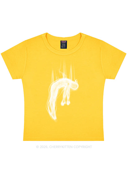Halloween Blue Falling Ghost Y2K Baby Tee Cherrykitten