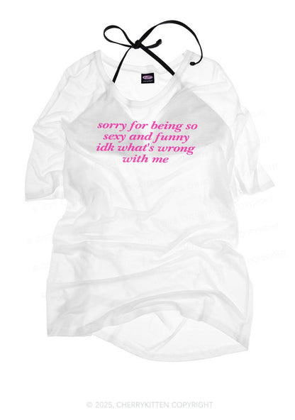 Sorry For Being So Funny Y2K Sheer Boyfriend Tee Cherrykitten