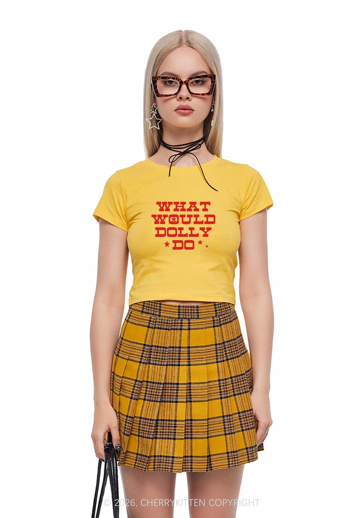 What Would Doll Do Y2K Baby Tee Cherrykitten