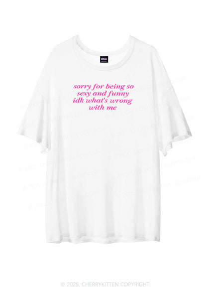 Sorry For Being So Funny Y2K Sheer Boyfriend Tee Cherrykitten