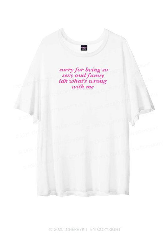 Sorry For Being So Funny Y2K Sheer Boyfriend Tee Cherrykitten