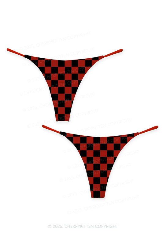 Black And Red Check Valentine's Day Y2K Print Couples Thong Set Cherrykitten