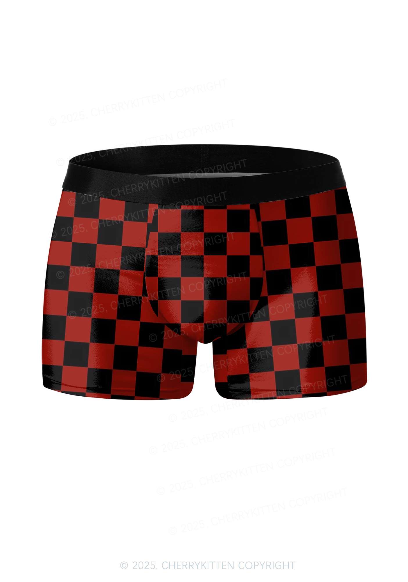 Black And Red Check Valentine's Day Y2K Print Couples Boxer Briefs Set Cherrykitten