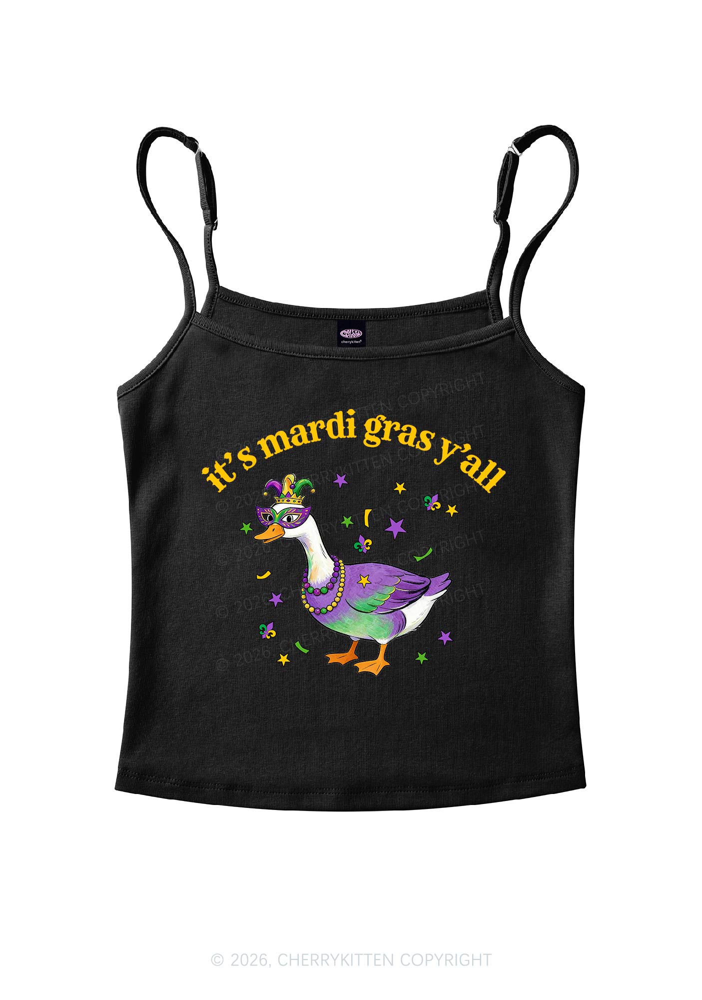 Its Mardi Gras Yall Y2K Spaghetti Strap Cami Cherrykitten