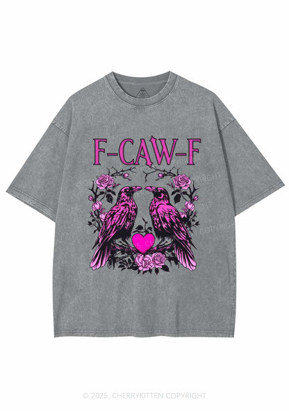 F CAW F Pink Ravens Valentine's Day Y2K Shirts Washed Tee Cherrykitten