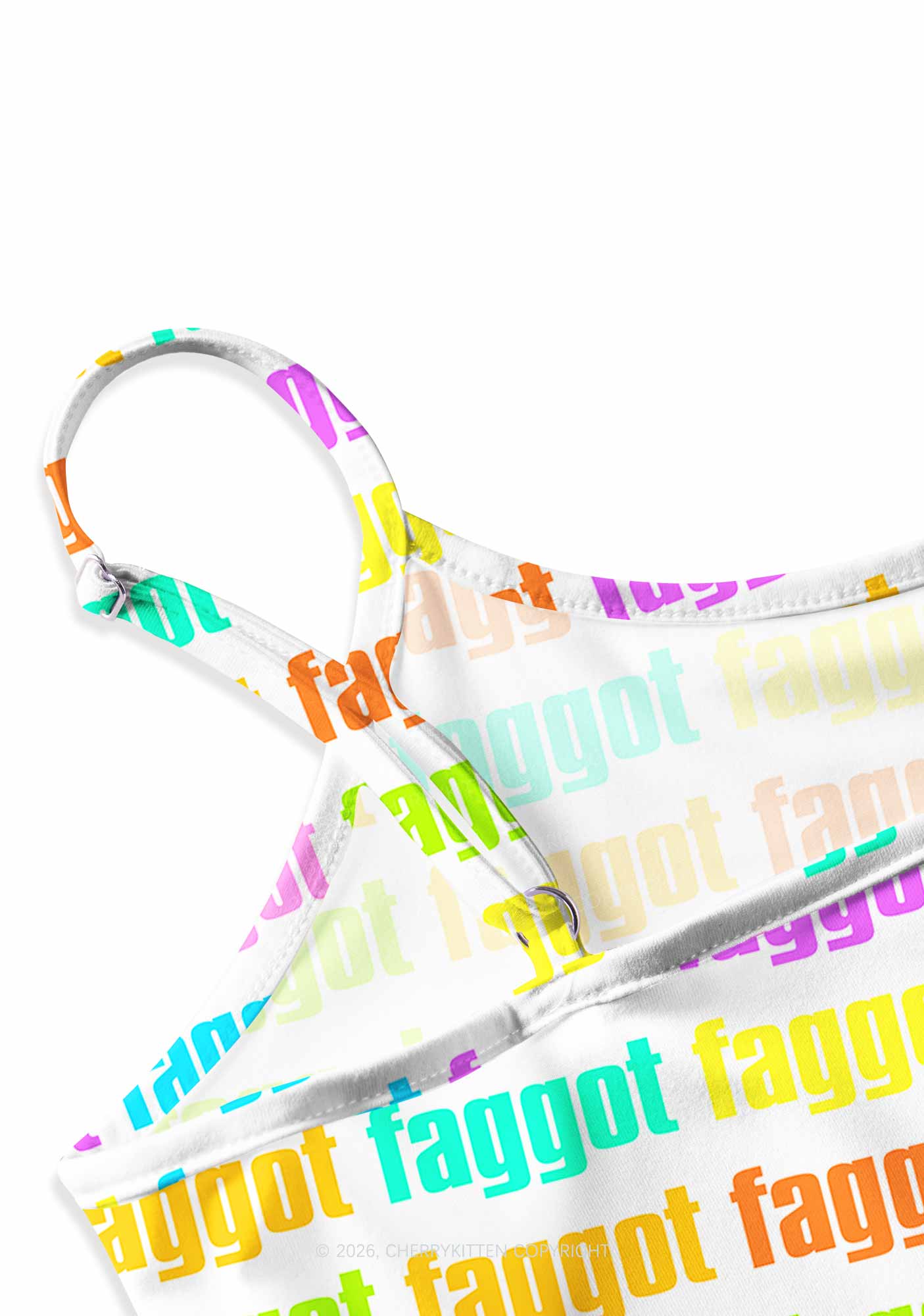 Rainbow Faggot Slogan Pride Y2K Print Cami Crop Top Cherrykitten