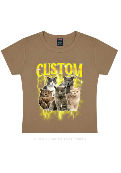 Custom Collage Pet Photo Y2K Baby Tee Cherrykitten