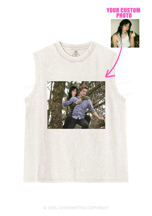 Custom Face Y2K Washed Muscle Tank Cherrykitten