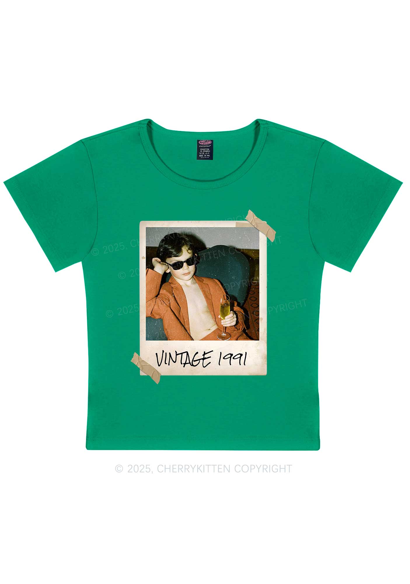 Custom Vintage Photo And Year Y2K Baby Tee Cherrykitten
