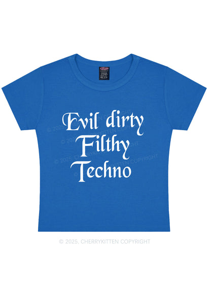 Evil Dirty Filthy Techno Y2K Baby Tee Cherrykitten