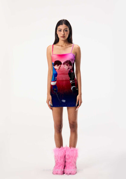 Hockey Duel HR Y2K Print Slip Dress Cherrykitten