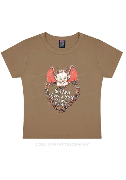 Satan Loves You Y2K Baby Tee Cherrykitten