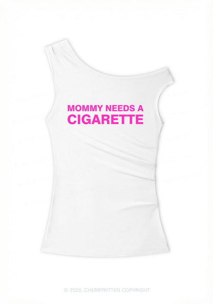 Mommy Needs A Cigarette Y2K Off Shoulder Tank Top Cherrykitten