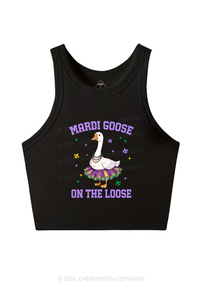 Mardi Gras Goose Y2K Crop Tank Top Cherrykitten