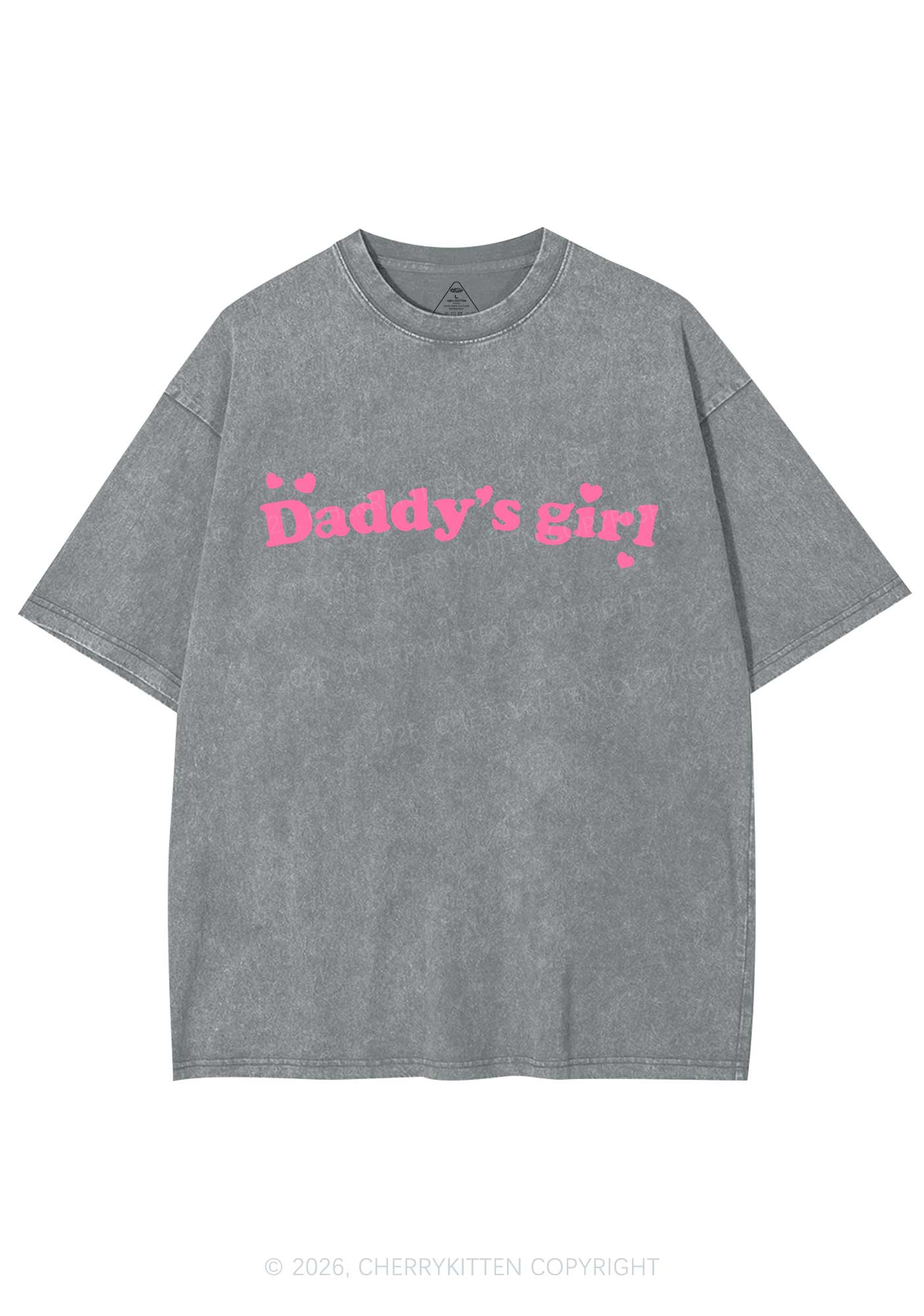 Daddys Girl Valentine's Day Y2K Shirts Washed Tee Cherrykitten