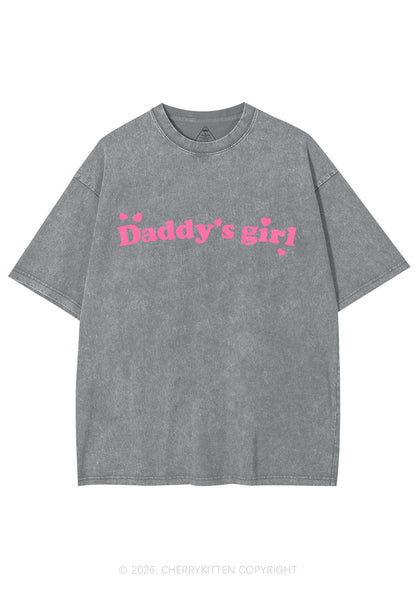 Daddys Girl Valentine's Day Y2K Shirts Washed Tee Cherrykitten