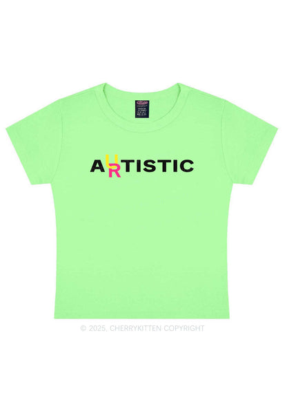 Autistic Artistic Y2K Baby Tee Cherrykitten
