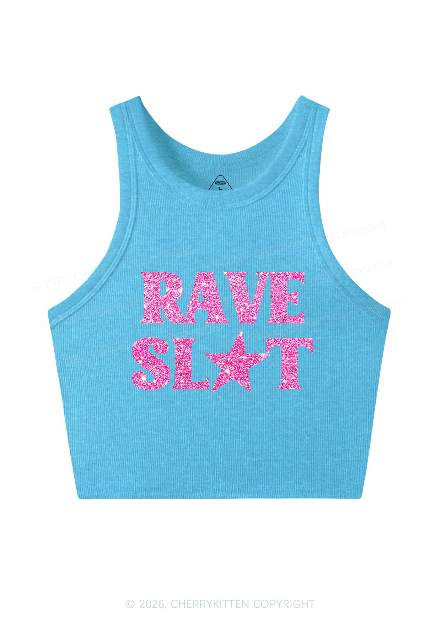 Glitter Rave Slxt Y2K Crop Tank Top Cherrykitten