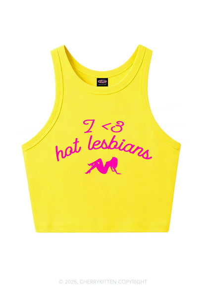 I Love Hot Lesbians Pride Y2K Crop Tank Top Cherrykitten