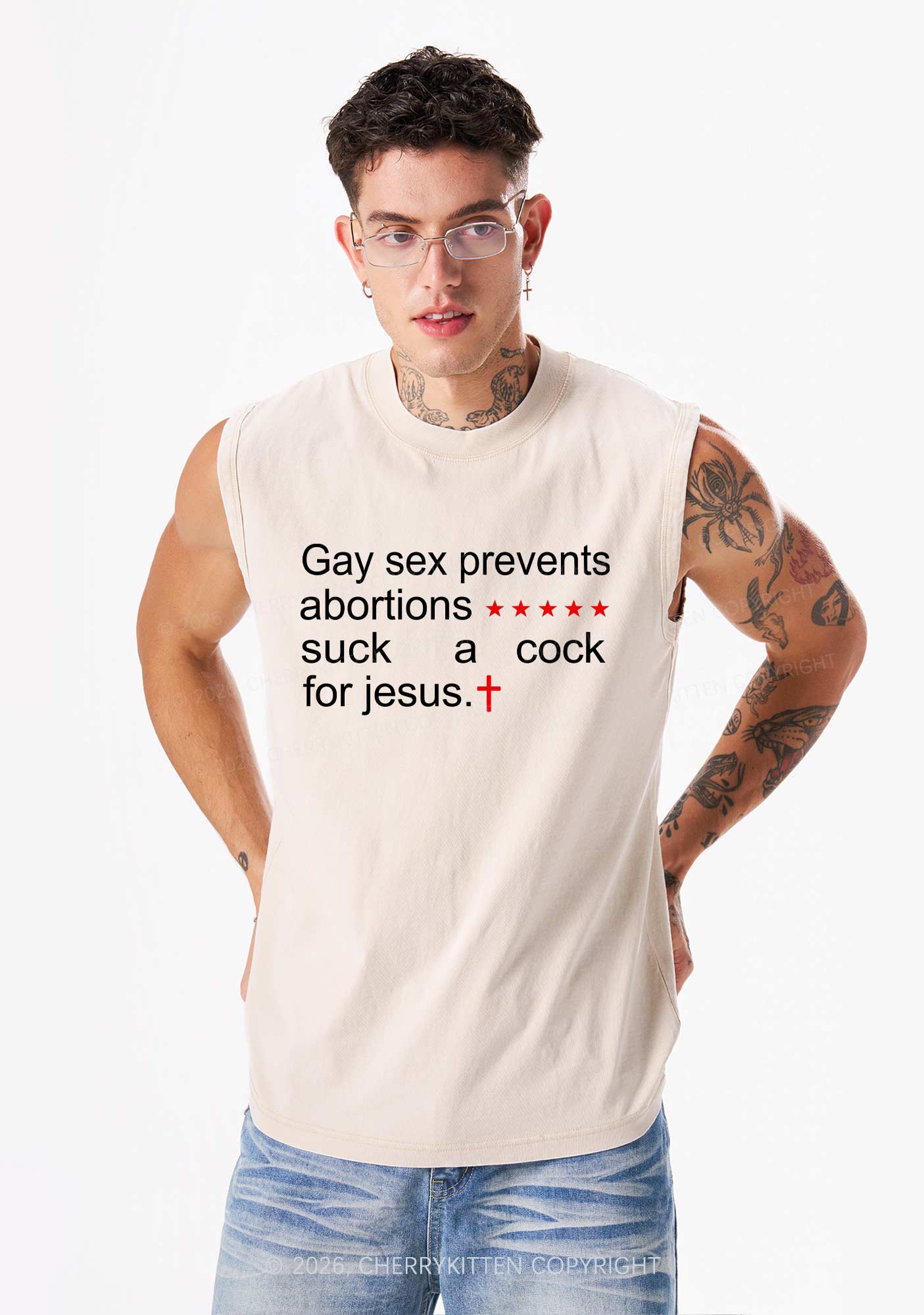 Suck A Cola For Jesus Pride Y2K Washed Muscle Tank Cherrykitten