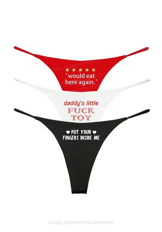 3 Pack Eat Here Again Y2K Bikini String Thong Cherrykitten