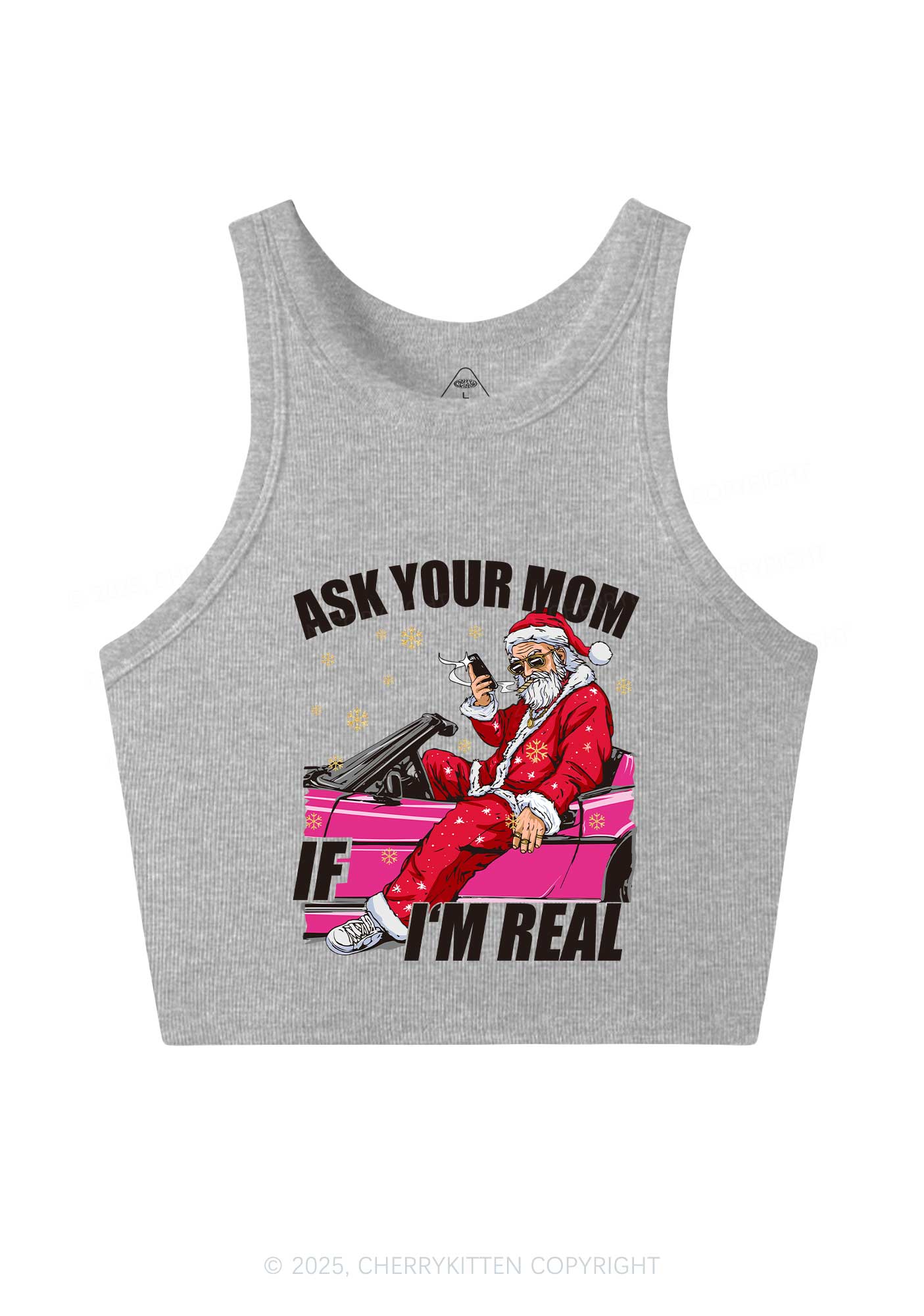 Christmas Ask Your Mom Y2K Crop Tank Top Cherrykitten