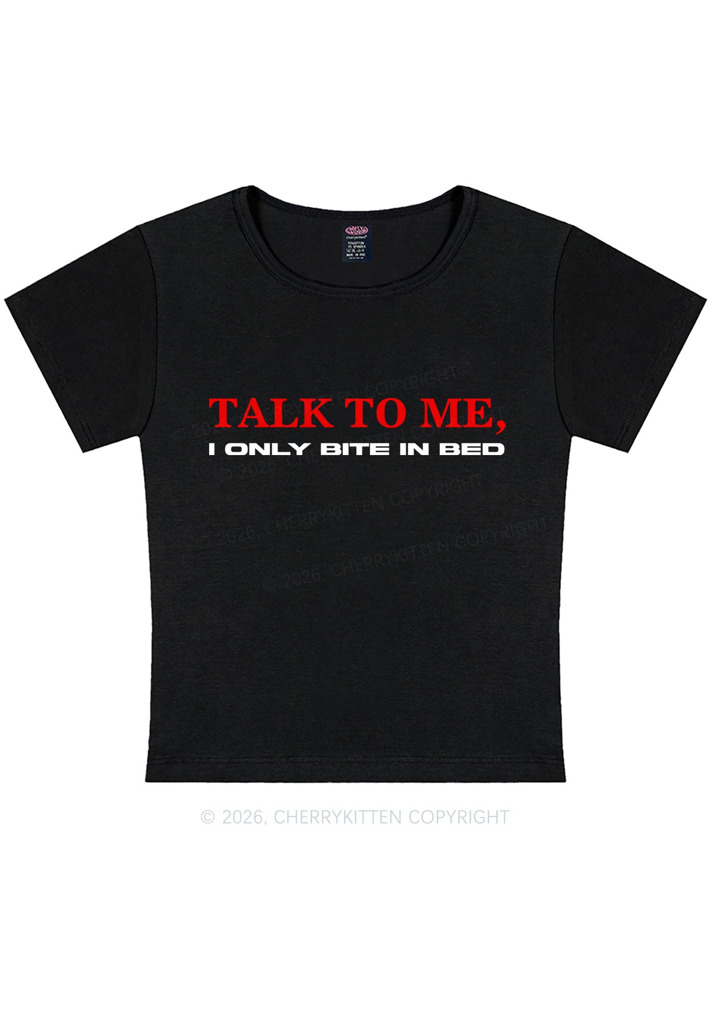 I Only Bite In Bed Y2K Baby Tee Cherrykitten