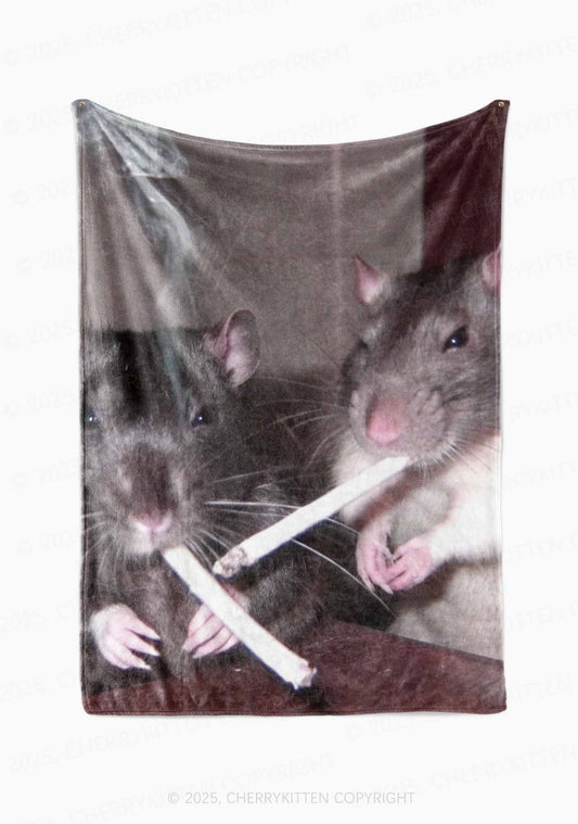 Smoking Rats Y2K Plush Blanket Cherrykitten
