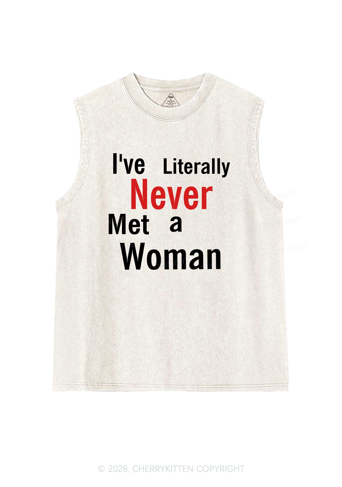Never Met A Woman Pride Y2K Washed Muscle Tank Cherrykitten