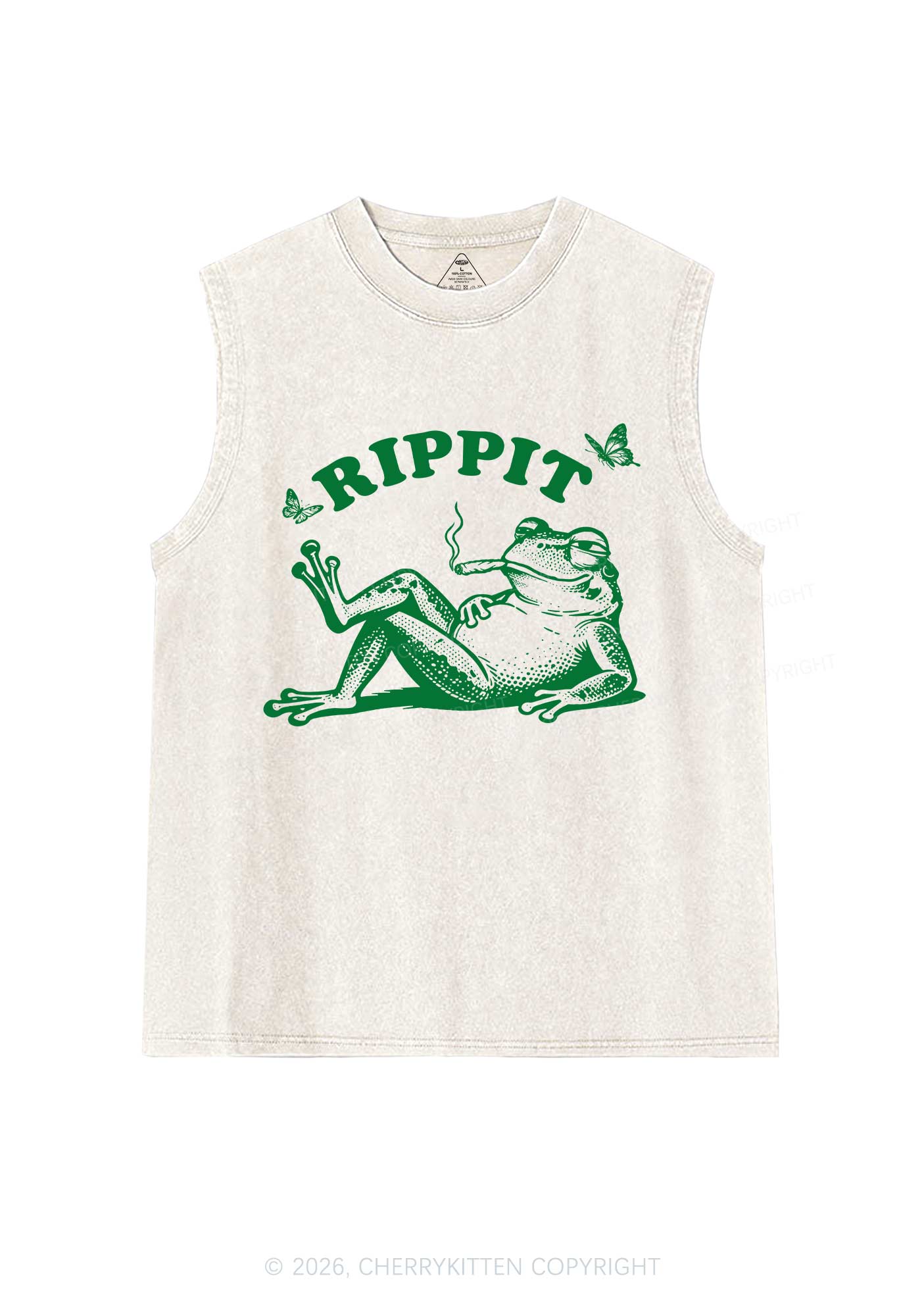 Rippit Frog Y2K Washed Muscle Tank Cherrykitten