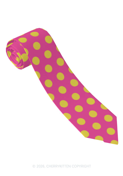 Yellow Dots On Pink Y2K Necktie Cherrykitten