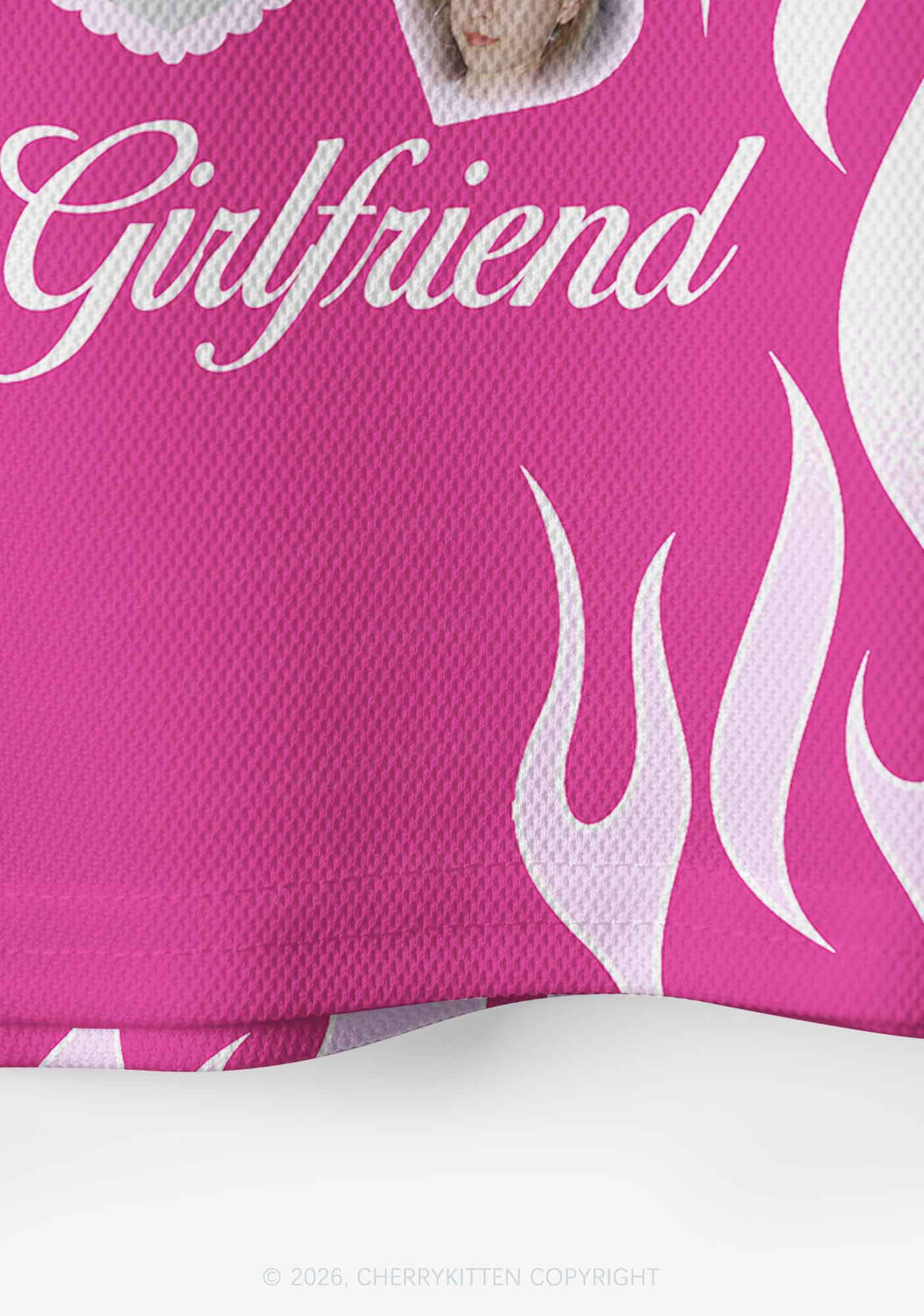 Hot Pink Custom GF BF Photo Y2K Crop Sport Jersey Shirts Cherrykitten