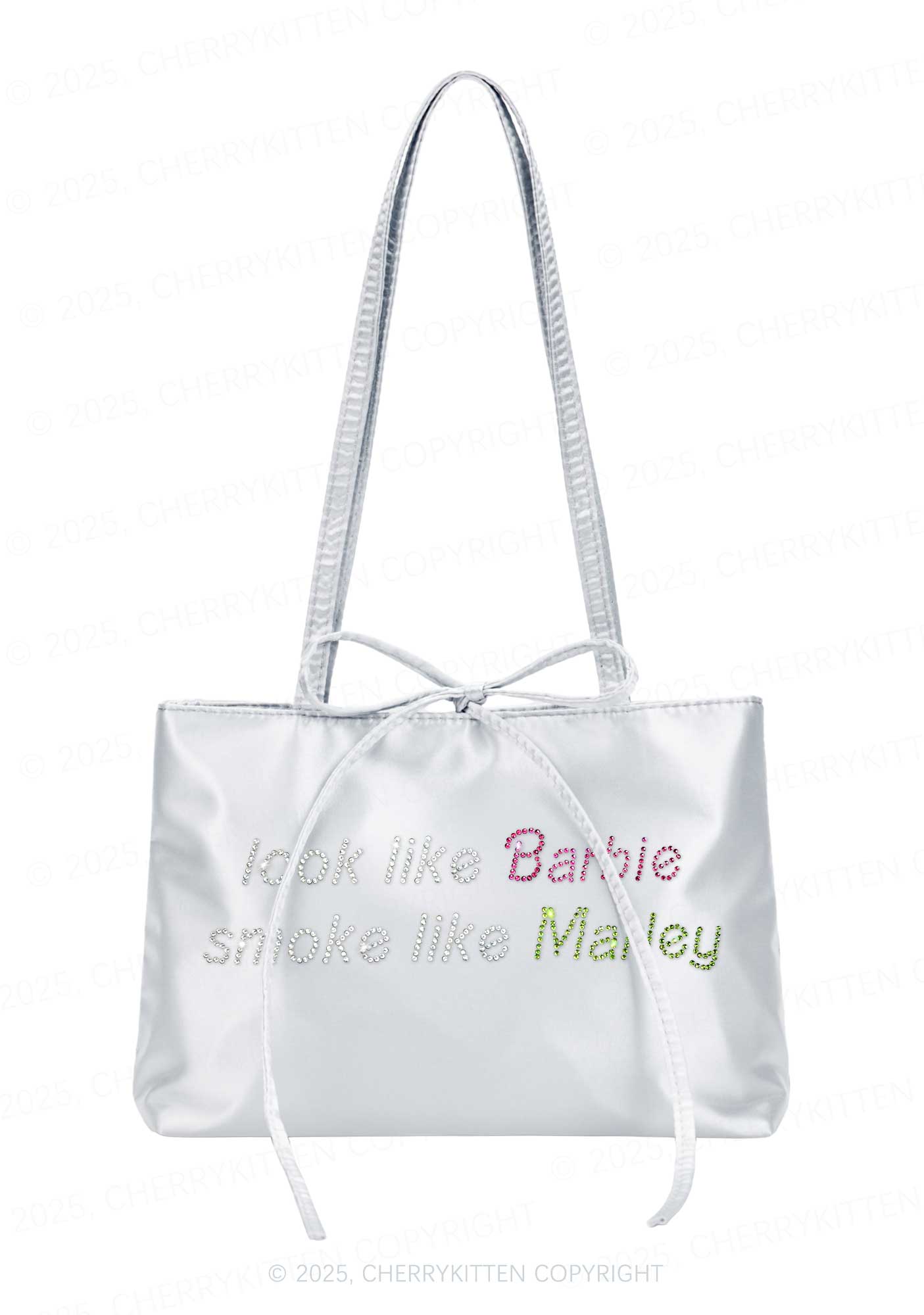 Rhinestone Smoke Like Marley Y2K Satin Bags Cherrykitten