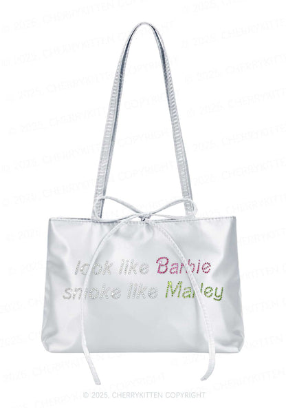 Rhinestone Smoke Like Marley Y2K Satin Bags Cherrykitten