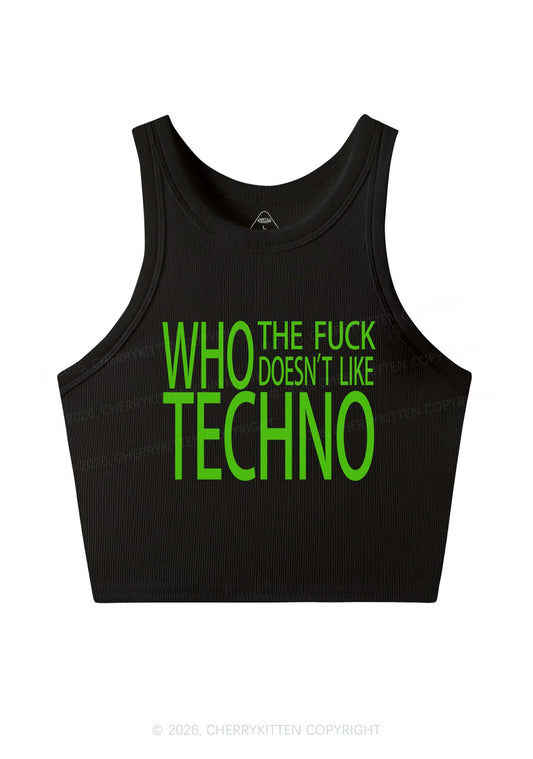 Who Doesnt Like Techno Y2K Crop Tank Top Cherrykitten