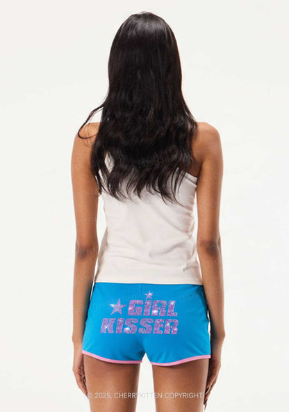 Rhinestone Girl kisser Pride Y2K Booty Shorts Cherrykitten