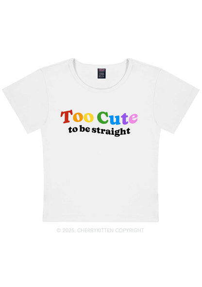 Too Cute To Be Straight Pride Y2K Baby Tee Cherrykitten