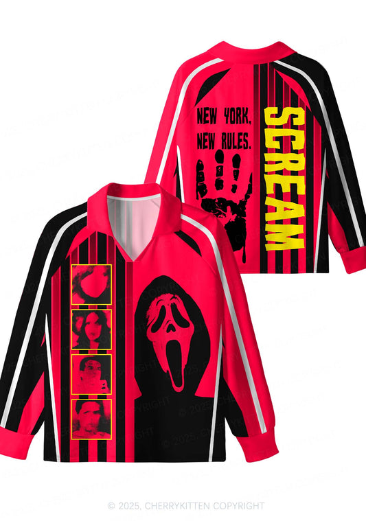 Halloween Scream Ghost Y2K Sport Long Sleeve Jersey Shirts Cherrykitten
